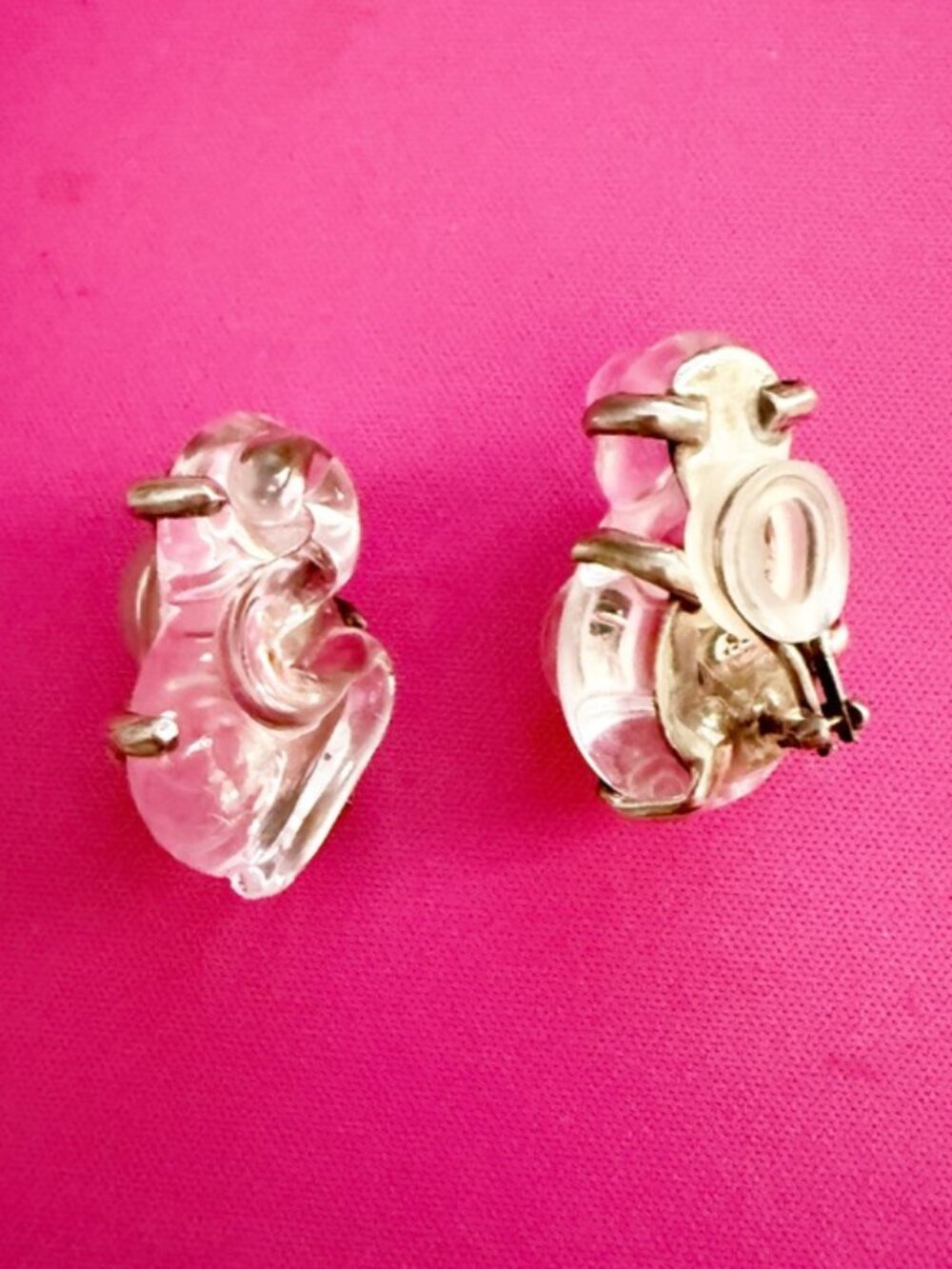Mariquita Masterson Sterling Silver Clear Abstract Glass Clip on Earrings